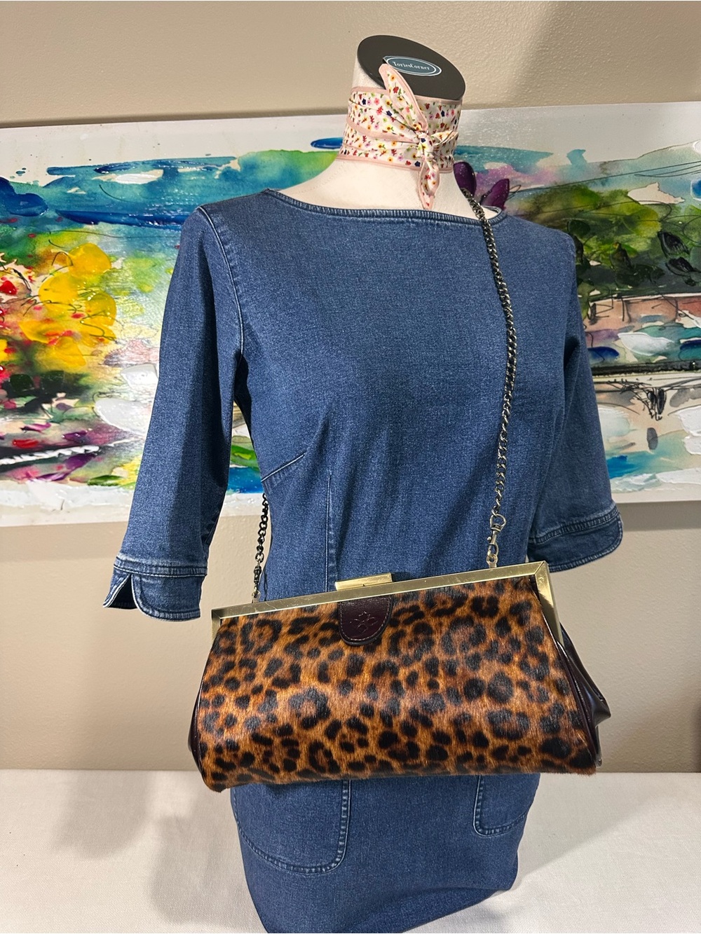 Patricia Nash Athena Clutch / Leopard print faux hair. - Picture 9 of 10